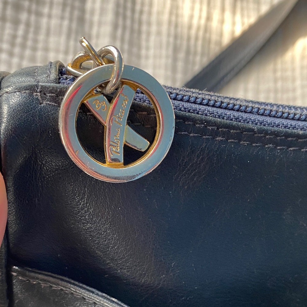 Paloma Picasso Dark Blue Leather Shoulder Bag - Picture 3 of 13